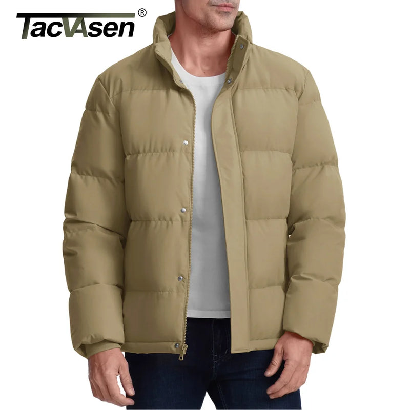 TACVASEN Winter Duck Down Jackets Mens Stand Collar Quilted Jackets Water Resistant Lightweight Puffer Jacket Windbreaker Coats