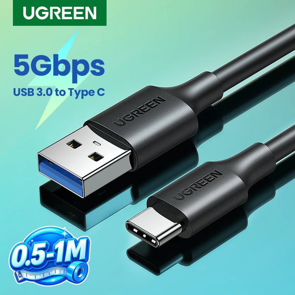ខ្សែ USB UGREEN ប្រភេទ C 5Gbps USB3.0 ប្រភេទ C 3A 18W សម្រាប់ iPhone 17/16/15 iPad Samsung S26/25 M2 SSD NVME 5Gbps USB3.0 ខ្សែទិន្នន័យ 0.5/1M