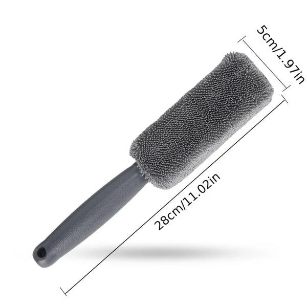 1pc Microfiber Car Tire Brush With Long Handle, Car Wheel Hub Brush,Car Maintenance, Cleaning Supplies.for Cars, motorcycles.
