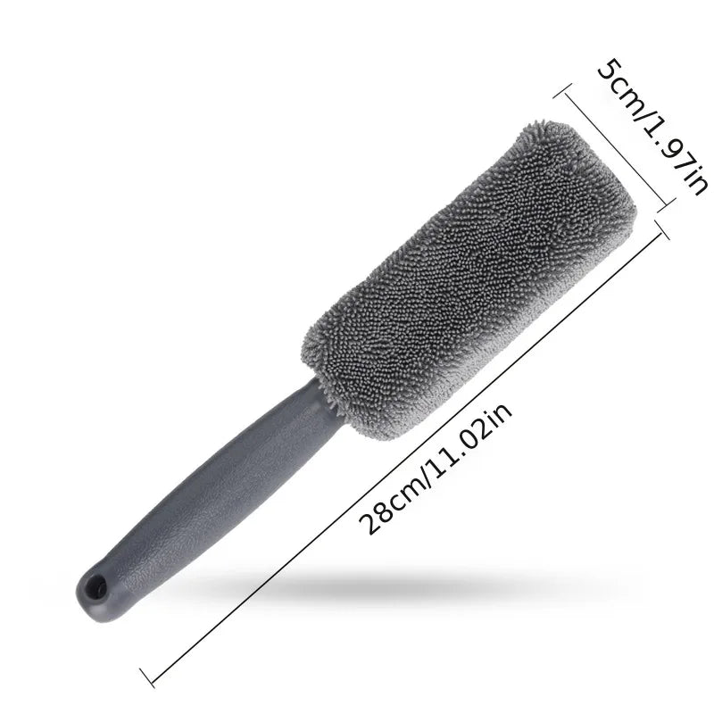 1pc Microfiber Car Tire Brush With Long Handle, Car Wheel Hub Brush,Car Maintenance, Cleaning Supplies.for Cars, motorcycles.
