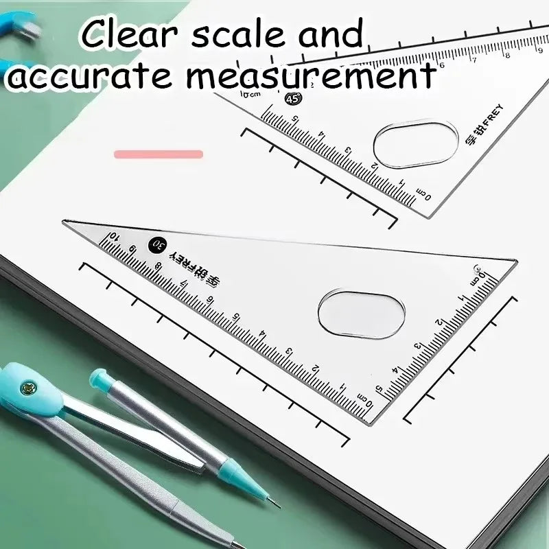 7 PCS Compass and Ruler Sets Triangle Ruler Protractor Rubber Student Exam Specific Ruler Box Set Ruler Set School Starts