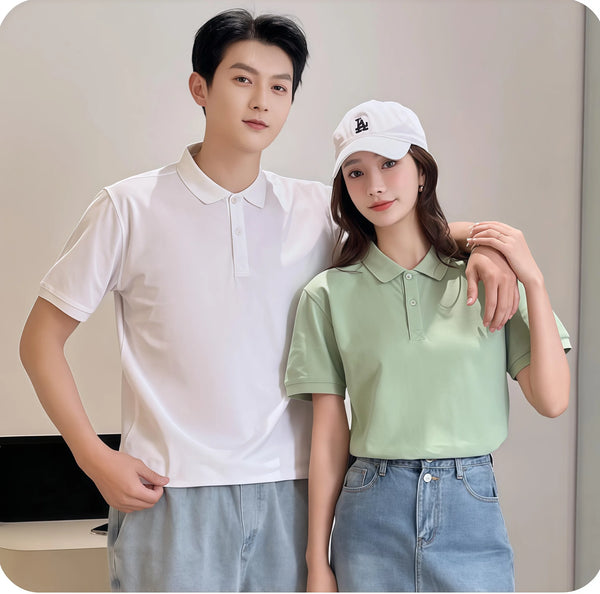 2026 Refreshing and breathable solid-color polo men's T-shirt is casual and loose suitable for men with simple lapel collars