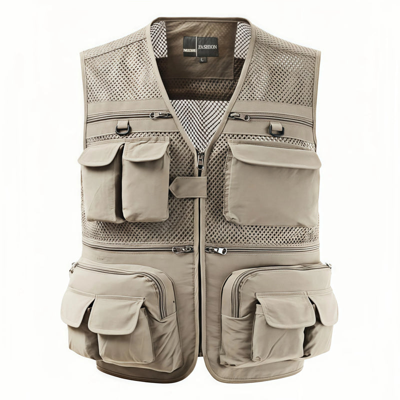 Fishing Vest Breathable Fishing Travel Mesh Vest with Zipper Pockets Summer Work Vest for Outdoor Activities