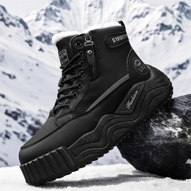 Men's Snow Boots New Winter Warm Plush Thick-Sole Casual Boots Fashion Outdoor Sports Work Boots Soft-Sole High-Top Cotton Boots