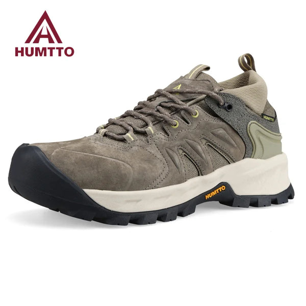 HUMTTO Men's Hiking Shoes Non-slip Outdoor Climbing Shoes for Man Genuine Leather Men Trekking Shoes Breathable Outdoor Sneakers