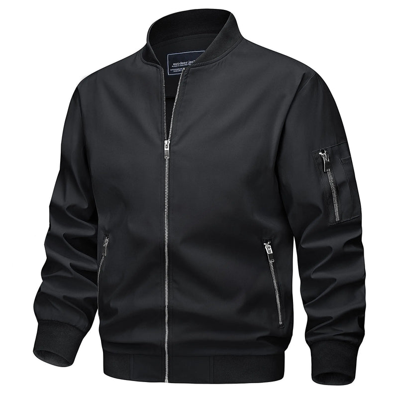 TACVASEN Mens Spring Fall Thin Daily Jackets Lightweight Casual Windproof Zip Pockets Coats Biker Outwear Outdoor Male