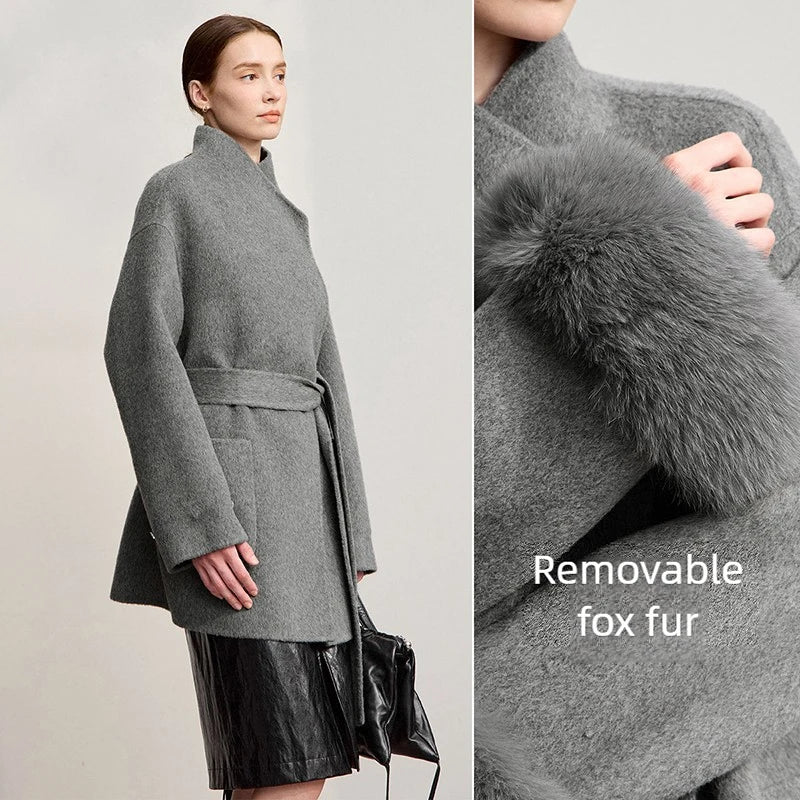 Amii Women's Coat 2026 Winter New Elegant Versatile Loose Wool Coats for Woman Long Sleeve Asymmetry Overcoat Female 12544041