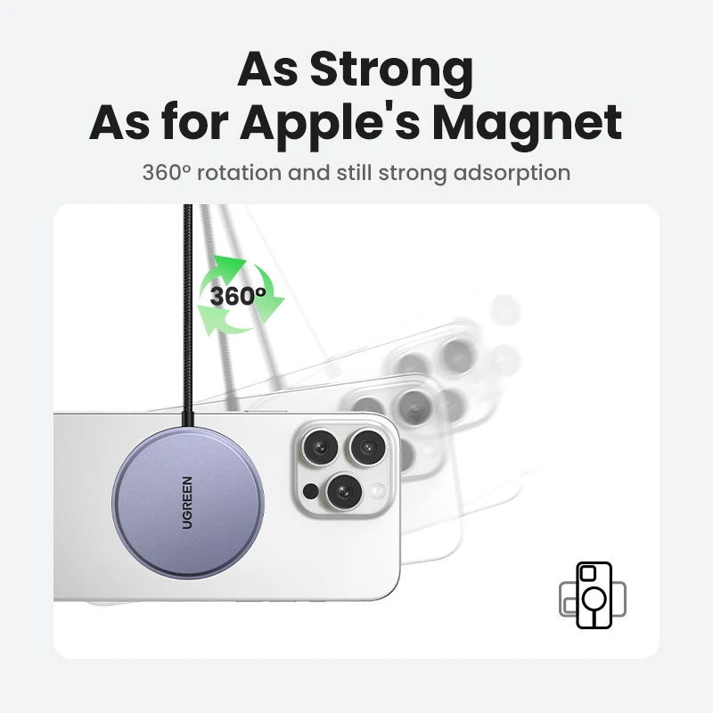 UGREEN 15W Magnetic Wireless Charger For iPhone 16 17 Pro Max Magnet Induction Charger Qi2 for Magsafe Wireless Charging Pad