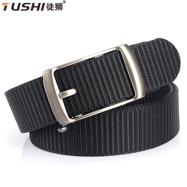 TUSHI New Men Belt Army Outdoor Hunting Tactical Outdoor Mountaineering Multifunctional Tactical Nylon Canvas Woven Trouser Belt