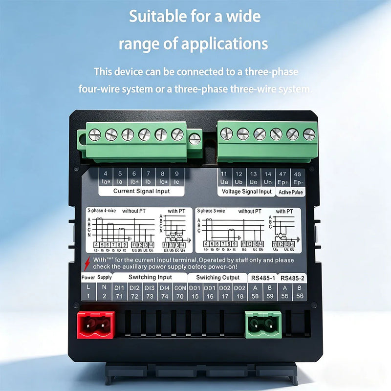 TOMZN 3 Phase 4 Wire System Multi-functional Meter – Phase Voltage, Line Voltage Current Active/Reactive Power PF RS485 Password
