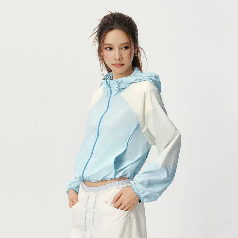 Semir Women Jacket Color Block UV Protection Cool Feeling Loose Short Length Fresh Trendy 2026 Summer Fashion Top