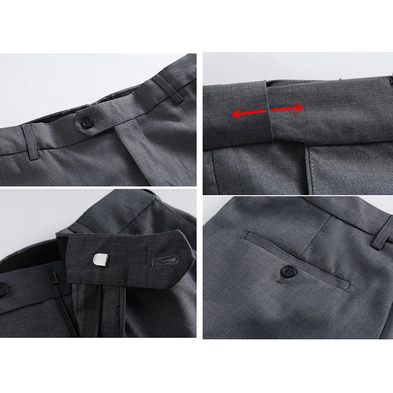 2026 Men's Gray Suit Two-Piece, China Style Single Breasted Lapel Jacket with Trousers, Asian Size Wedding/Party/Business Sets
