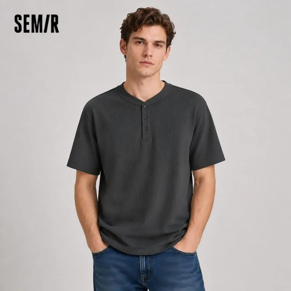 អាវយឺតបុរស Semir ក Henry ពាក់កណ្ដាលអាវ ត្រជាក់ មានអារម្មណ៍ស្រួល ស្រួលដកដង្ហើម អាវប៉ាក់រឹង រដូវក្ដៅ 2026 ធម្មតា