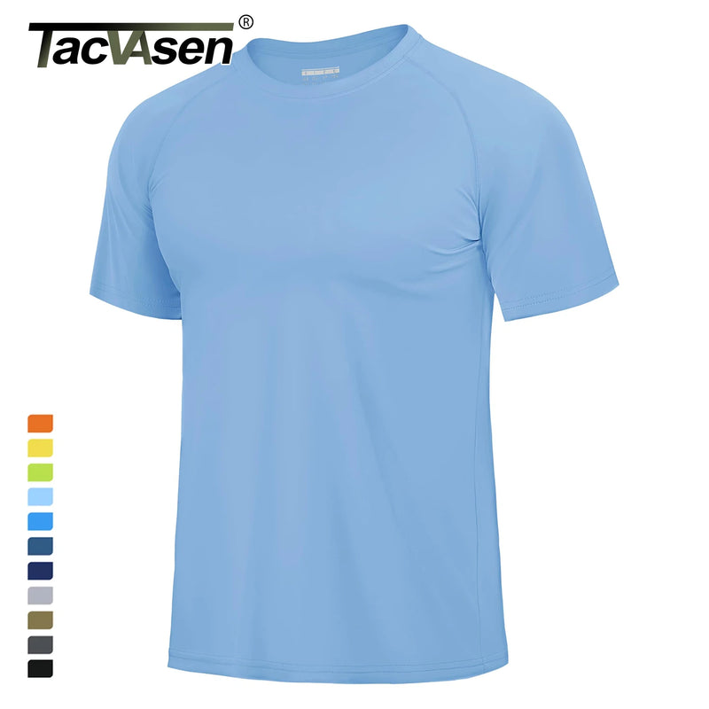 TACVASEN UPF 80+ Sun Protection T-shirts Men's Quick Dry Short Sleeve Athlectic T Shirts Hiking Running Swim T-shirts Tee Tops