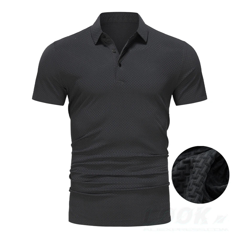 Upto EUR Sizes Tall Man Brand Top-Quality Men's Golf Shirt Lop-up Hollow Short-sleeved Polo Shirt SummerIce Silk Breathable Tee