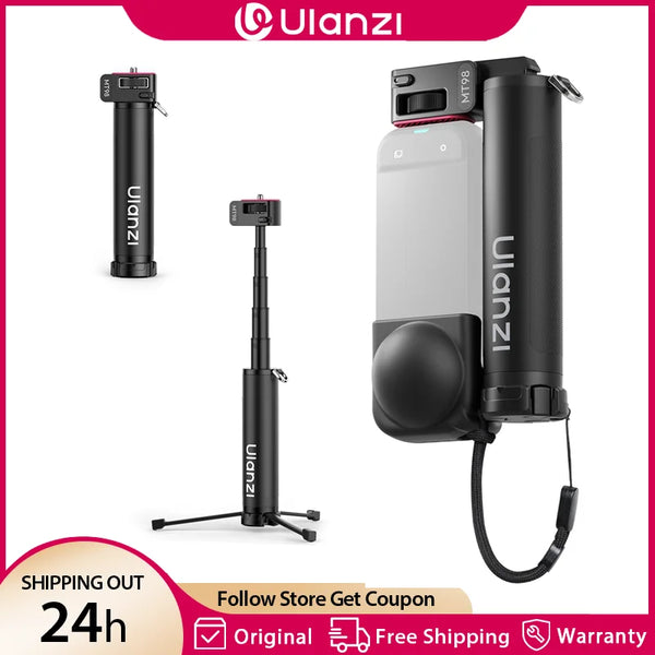 Ulanzi MT98 ដំបងថតរូប Selfie ដែលអាចបត់បាន ជើងកាមេរ៉ាចល័ត សម្រាប់ DJI សម្រាប់កាមេរ៉ា Insta 360 Action Camera អាចលៃតម្រូវបាន 180° ជាមួយវីស 1/4" Vlog Live