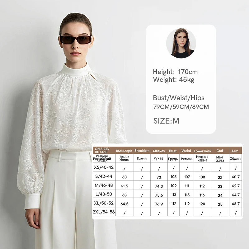 Amii Women Shirt Loose Fit Stand Collar Sequin Lace Raglan Sleeves Casual Office 2026 Autumn New Elegant Women Tops 12643029