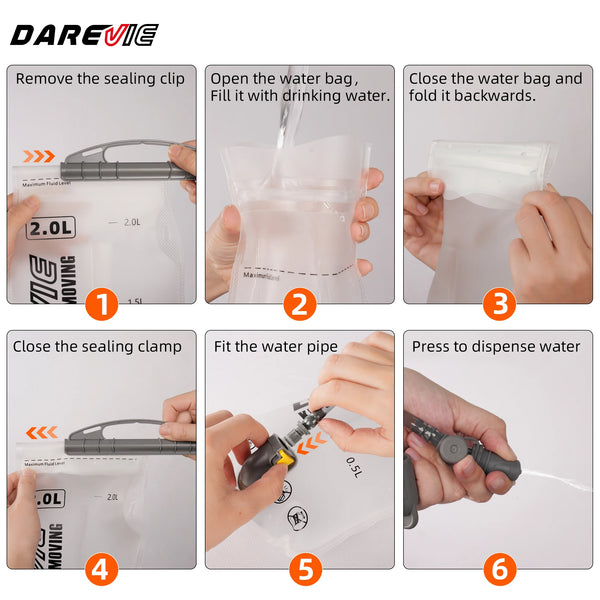 ថង់ទឹកសម្រាប់ជិះកង់ DAREVIE 2L TPU ស្រទាប់ពីរជាន់ ធន់នឹងការលេចធ្លាយ ធន់នឹងការរហែក គ្រឿងបន្លាស់សម្រាប់កីឡាក្រៅផ្ទះ