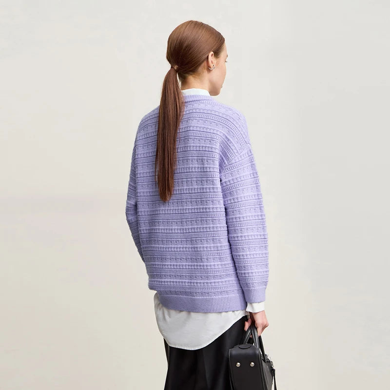 អាវយឺត Amii Pullover ឆ្នាំ ២០២៥ រដូវរងាថ្មីធម្មតារឹងមាំអាចបត់បែនបាន O-neck អាវក្រៅដៃវែងរលុងសម្រាប់ស្ត្រីប៉ាក់ 12544193