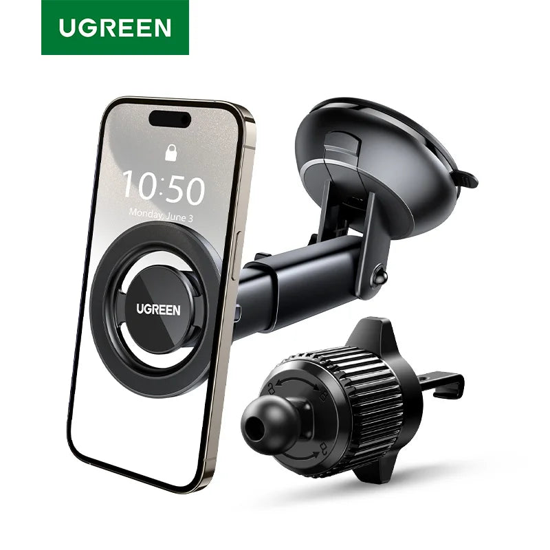 UGREEN Magnetic Car Phone Holder Dashboard Windshield Air Vent 3 in 1 Magsafe Car Phone Stand For iPhone 16 15 14 Pro Samsung Xi