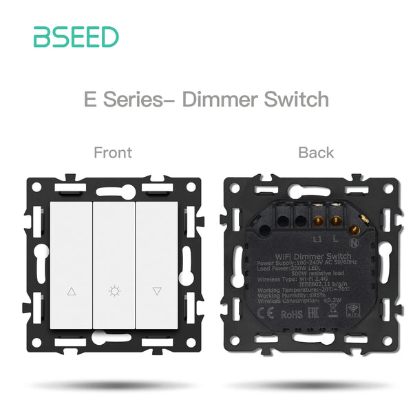 ម៉ូឌុលប្តូរភ្លើងឆ្លាតវៃ BSEED WIFI 1/2/3/4Gang DIY គ្រឿងបន្លាស់ស៊ុមប្លាស្ទិក PC រន្ធឆ្លាតវៃ Tuya Smart Life