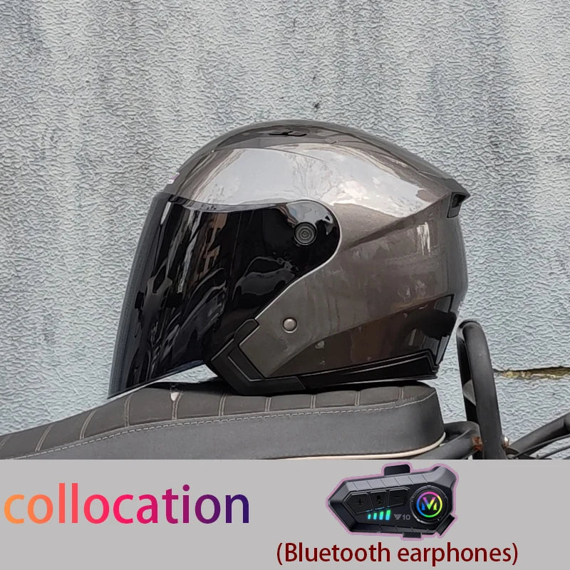 Motorcycle semi covered helmet cascos para motos with built-in sun visor Bluetooth helmet motorcycle helmet