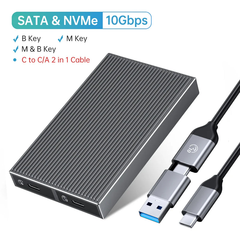 ORICO Aluminum Alloy Dual Bay Dual NVMe M2 SSD Case Support M.2 NVMe SSD Disk For M Key B&M Key SSD Tool Free Enclosure