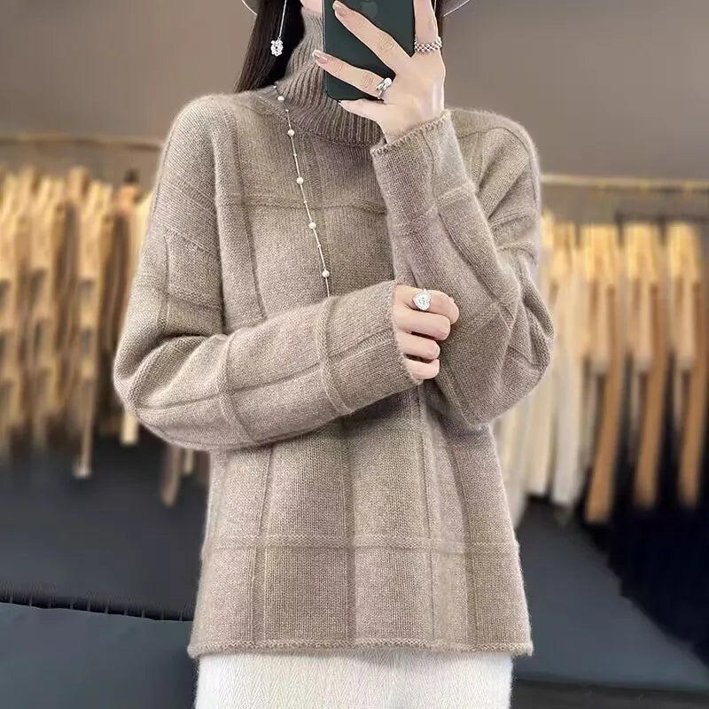 Elegant Ladies Jumper New Turtleneck Warm Knitwear Long Sleeve Tops Female Basic Wear Pullovers Autumn Winter Women's Sweater