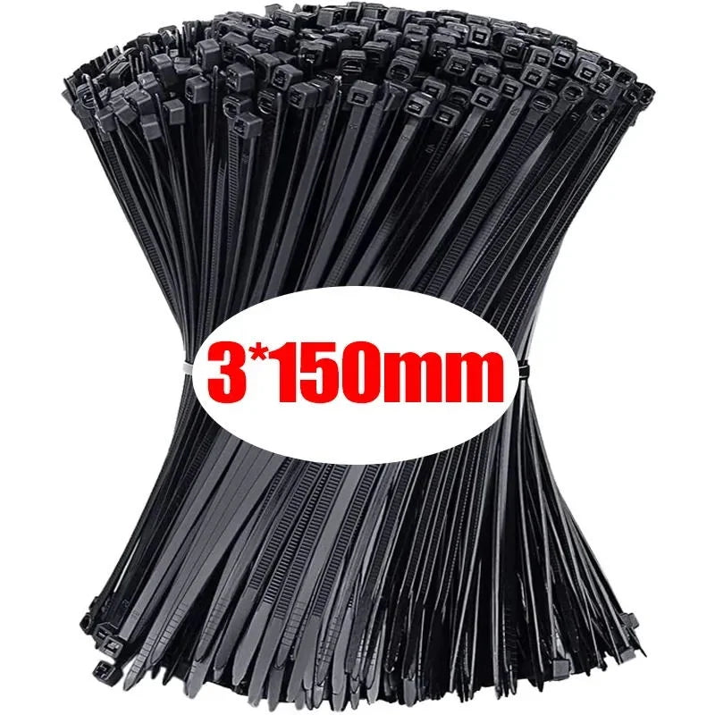 100-1000 PCS Self-locking Plastic Nylon Tie Black Fastening Strap Cable-Tie-Set Cable Zip Tie Fastening Ring Zip Wraps Strap Tie