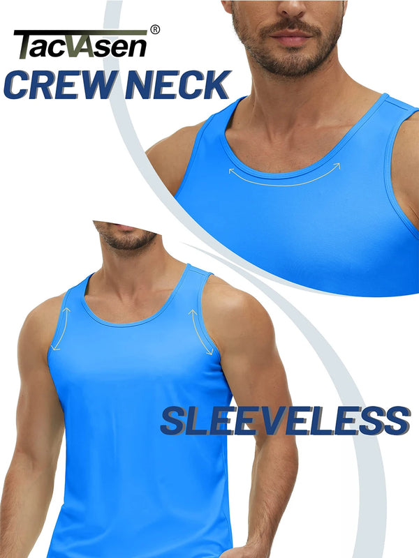 TACVASEN UPF50+ Tank Top Quick Dry Sleeveless T-shirts Mens Summer Gym Fitness Running Tee Sports Vest Swim Trainning tshirts