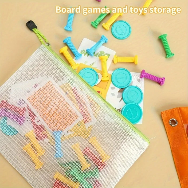 5pcs A5 PVC Mesh Zipper Bags - Storage Pouches for Documents Suitable for Home, School, And Travel. Versatile document folder