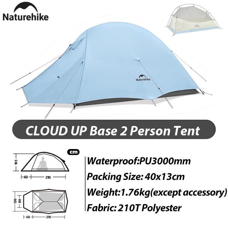 Naturehike New Cloud Up Base Camping Tent 1 2 3Person Lightweight Waterproof Backpacking Tent Outdoor Cycling Hiking Travel Tent