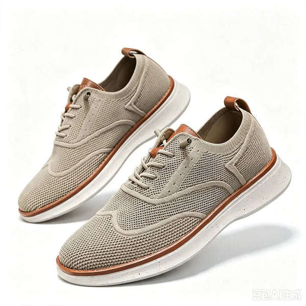 Men's Knit Wingtip Oxford Shoes Breathable Fly Woven Brogue Dress Sneakers Lightweight Platform Casual Business Walking Shoes
