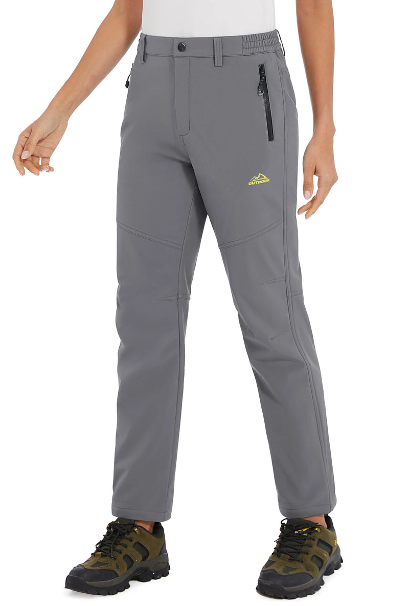 TACVASEN Womens Winter Waterproof pants Fleece Lined  Softshell Trousers With Zipper Pockets Thermal Cargo Outdoor Ski Pants