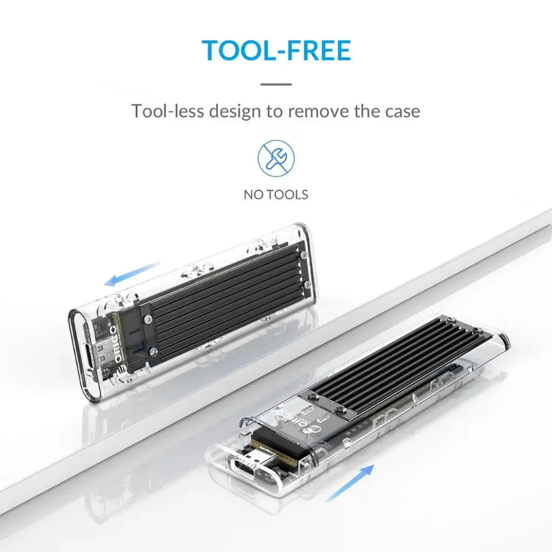 ORICO M2 SSD Case NVME SATA SSD Enclosure Tool Free 10Gbps M.2 to USB Type C Transparent External Adapter Support UASP Trim