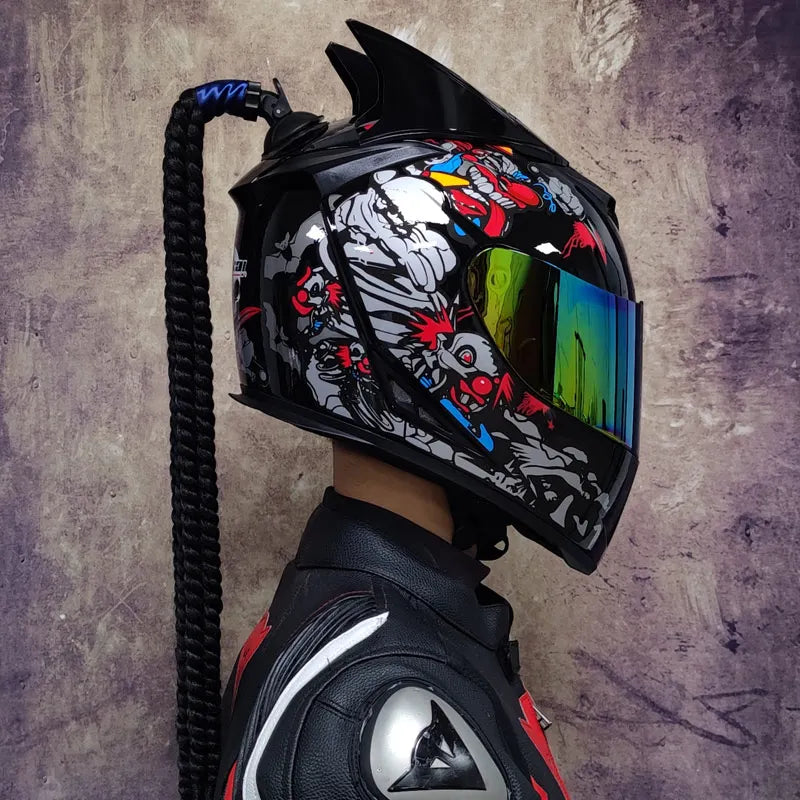 Motorcycle full face helmet double lens fashion quick release racing helmet Casco Casque Moto approved motorcycle accessories