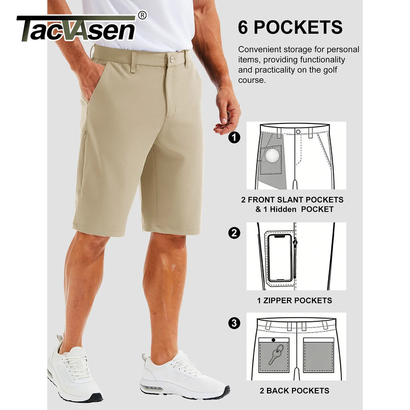 TACVASEN Men's Golf Shorts with 6 Pockets 11 inch Inseam Quick Dry Stretch Casual Work Dress Hiking Shorts for Men Waterproof