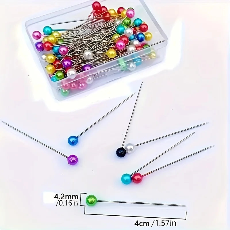 98pcs Mixed Color Metallic Beaded Sewing Pins,Large Head Positioning Pins.for Sewing,Tailoring,Quil.Sewing Supplies Accessories