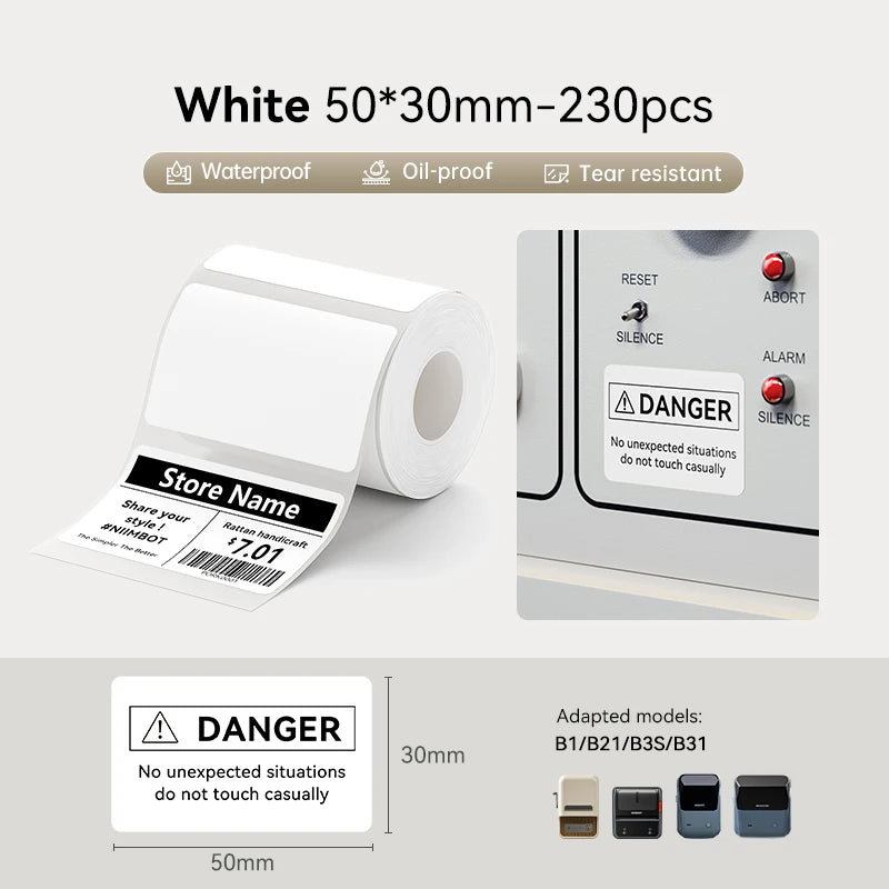 NIIMBOT Thermal Label Paper for B1/B21/B3S/B31 Printer 9 Rolls Set Scratch-resistant Sticker Waterproof Oil-Proof Label Tape