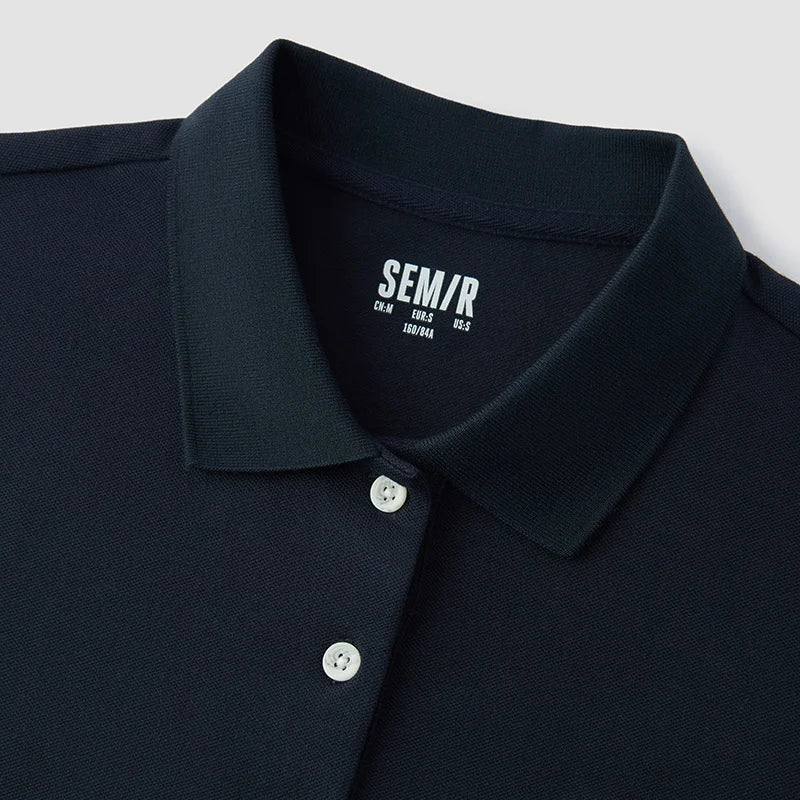 Semir Womens Polo 2026 Loose Dropped Shoulder Embroidered Tops Casual Style Versatile Soft Comfortable Daily Wear