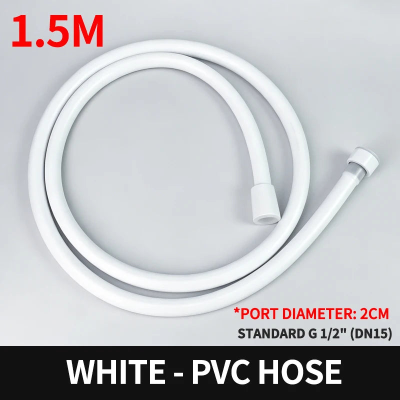 ទុយោទឹកផ្កាឈូក PVC ដែលអាចបត់បែនបានជាសកល ទំហំ 1.5/2 ម៉ែត្រ ធន់នឹងការផ្ទុះ ប្រឆាំងនឹងការជាប់គាំង ជំនួសបំពង់ទឹកសម្រាប់ក្បាលម៉ាស៊ីនទឹកងូតទឹកបន្ទប់ទឹក