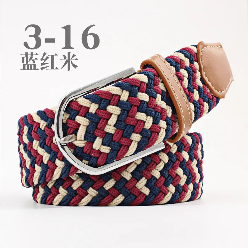 105cm Stretch Woven Belt, Unisex Canvas Belts Fashion Casual Student Belt Women Cinturon Male Waistband.