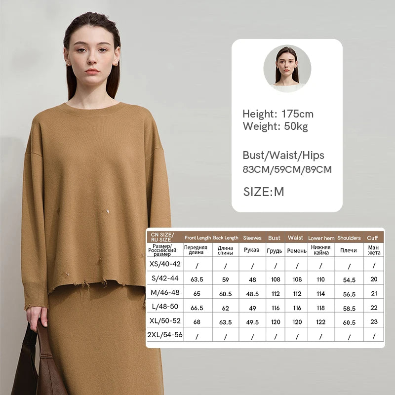 AMII Women's Sweater 2026 Autumn New Solid Color Commuter Pullover Top Female Office O-Neck Long Sleeve Sweater Women 12554007