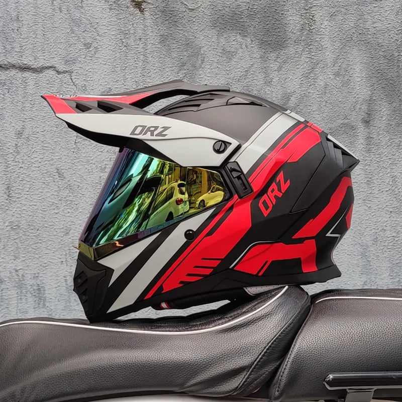 ORZ Motocross Helmet DOT Certification MTB ATV Motorcycle Cascos Carbon Fiber Pattern Off-Road Capacete Motorbike Anti-Glare