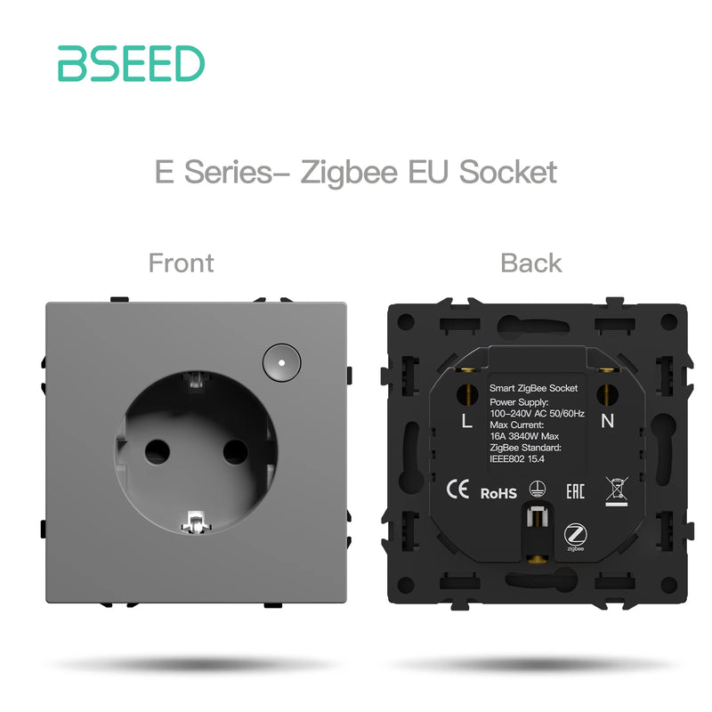 BSEED Zigbee Button Switch 1/2/3/4Gang Switch Module Smart Light Switch DIY Part Plastic Frame Smart Socket Part Tuya Smart Life