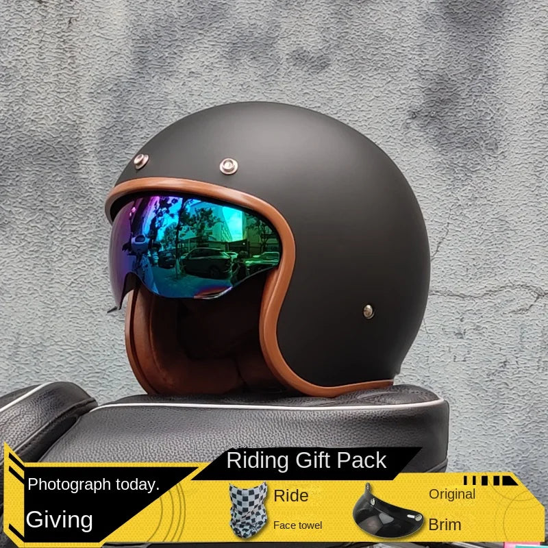 Retro Half Helmet Motorcycle Helmet Women's Motorcycle three-quarters Male American Cruising Motorcycle Half Helmet