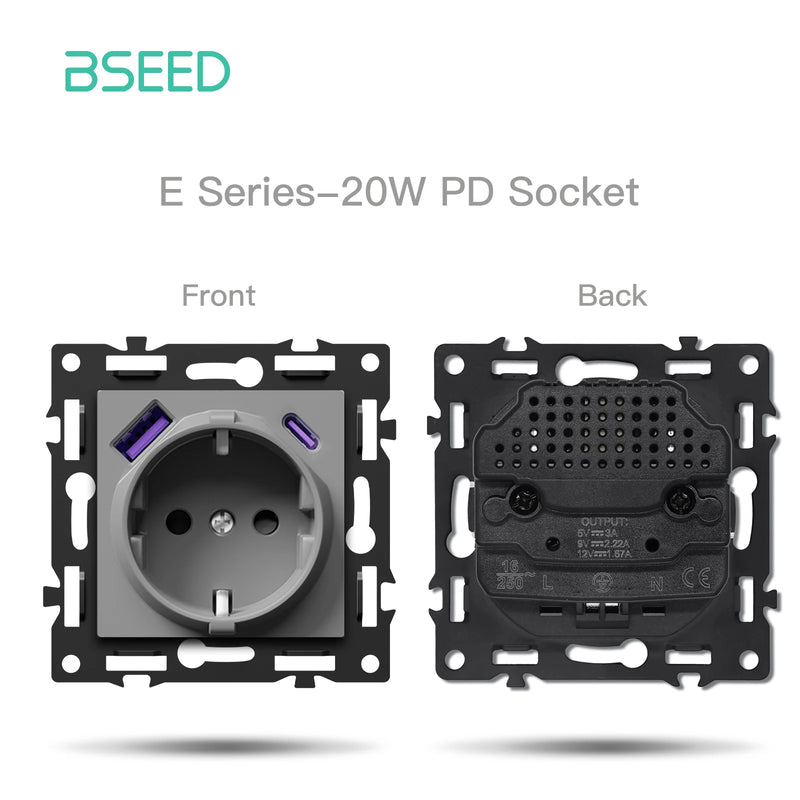 BSEED 1/2/3/4Gang WIFI Click Switch Part Only Glass Frame Smart Dimmer Curtain Switch Function DIY Part EU Wifi Socket Parts