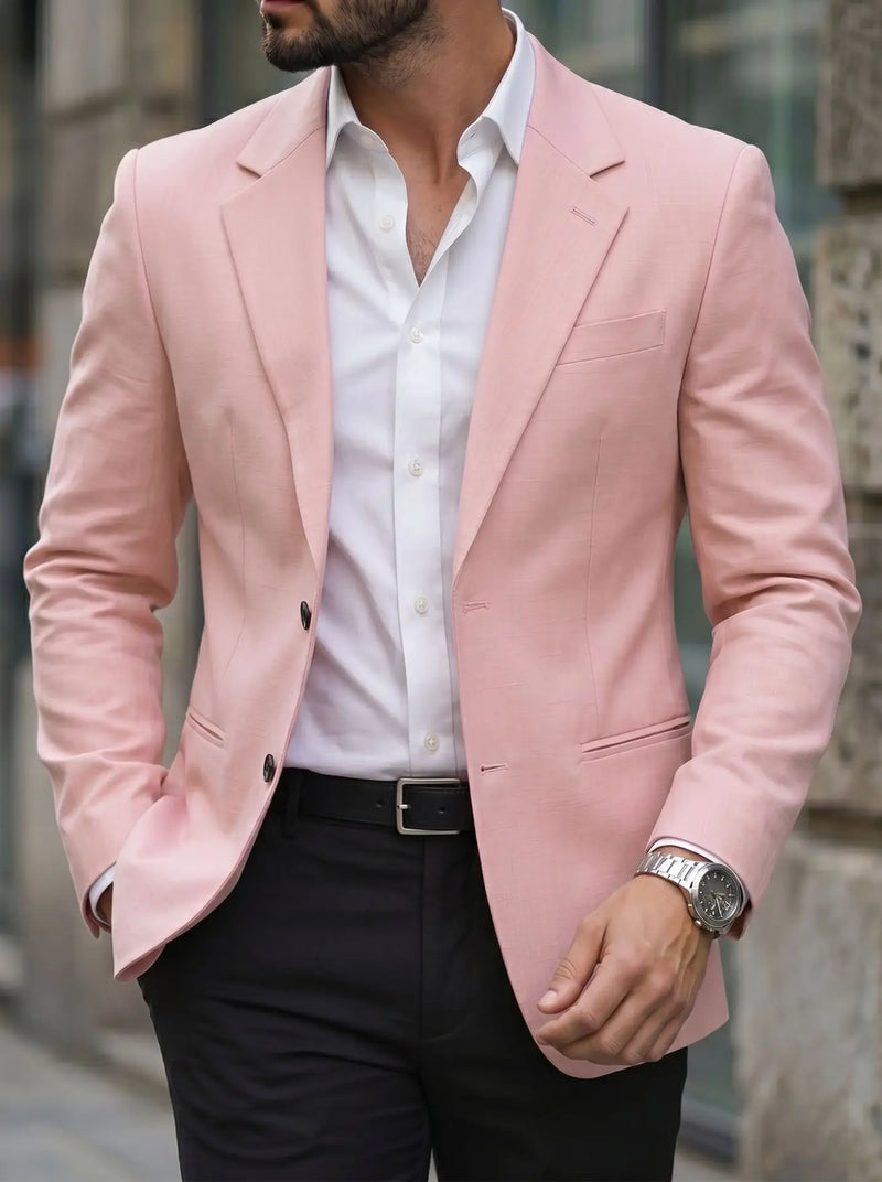 Men's Long-sleeve Suit Jackets for Fall, Green Business-casual Coat, and Formal Tops for Weddings and Parties.
