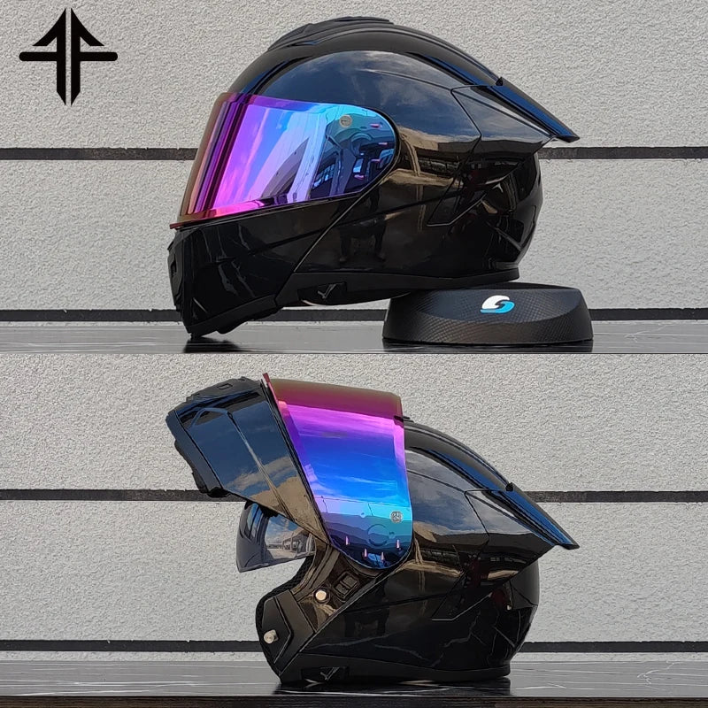 2025 Personalised Motorcycle Full Face Helmet Men Women Fashion Dual Lens Helmets Motocross Racing Modular Flip Up Casco Moto