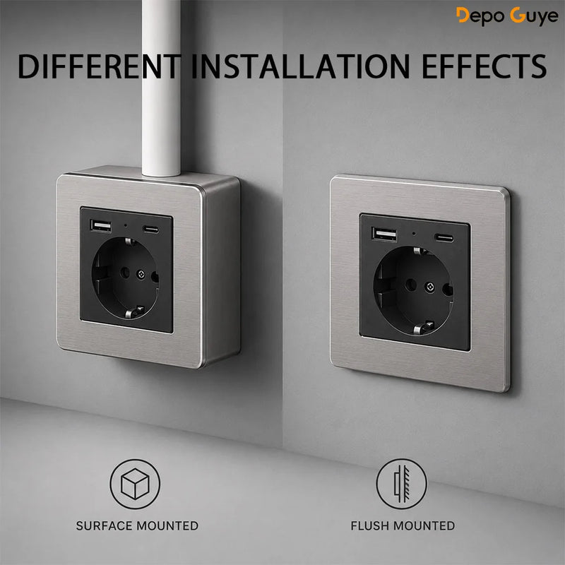 86 Type Stainless Steel Surface Mount Box Metal Wall Switch Socket Junction Back Box Universal Electrical Wiring Box20/25mm Hole